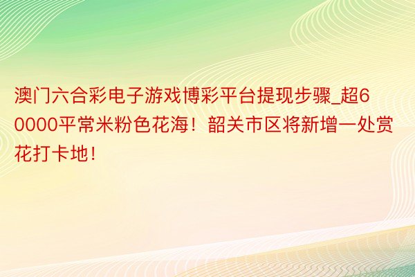 澳门六合彩电子游戏博彩平台提现步骤_超60000平常米粉色花海！韶关市区将新增一处赏花打卡地！