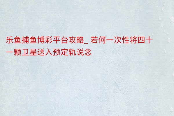 乐鱼捕鱼博彩平台攻略_ 若何一次性将四十一颗卫星送入预定轨说念