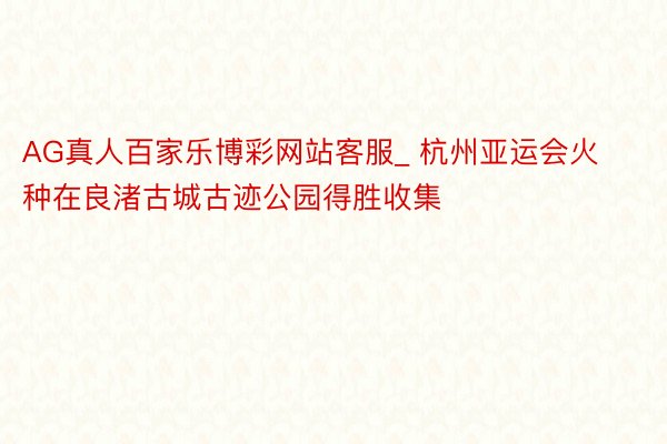 AG真人百家乐博彩网站客服_ 杭州亚运会火种在良渚古城古迹公园得胜收集